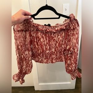 Boutique red snakeskin long sleeve blouse